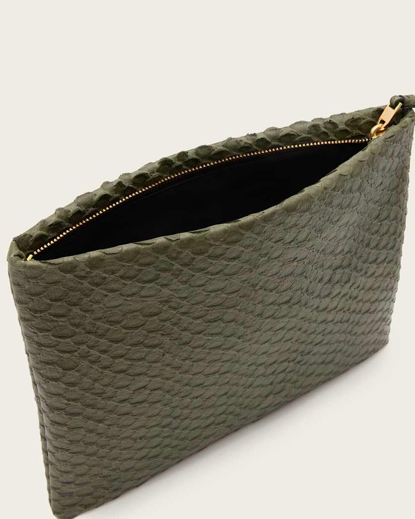 Bettina Snake-Effect Leather Clutch