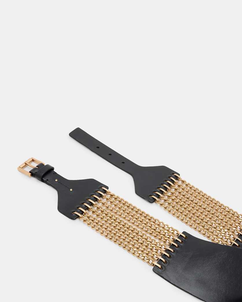 Zora Wide Leather Chain Belt