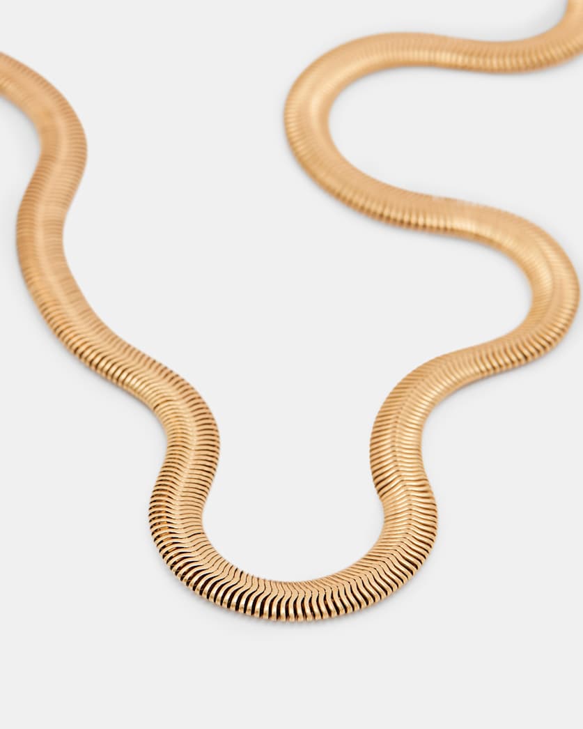 Flat Gold Tone Snake Chain Necklace