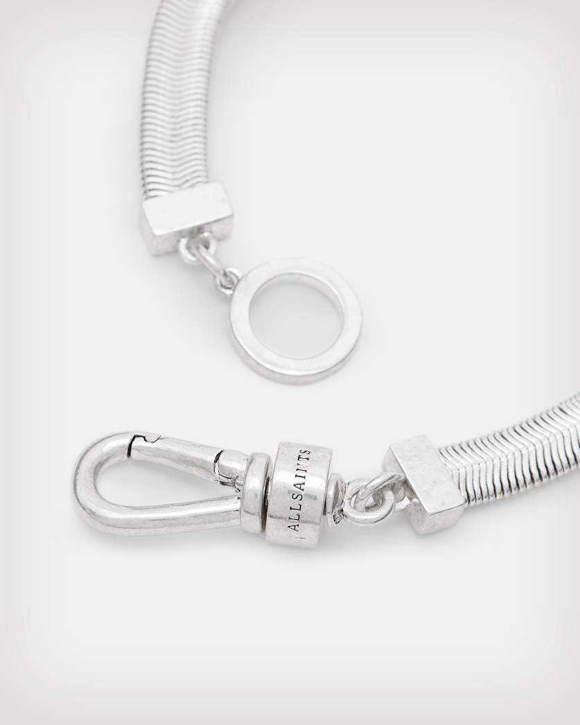 Flat Silver Tone Snake Chain Bracelet