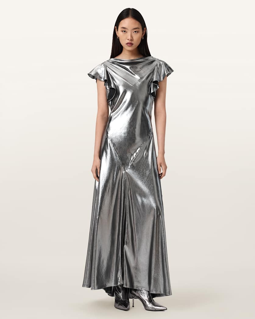 Flora Metallic Maxi Dress