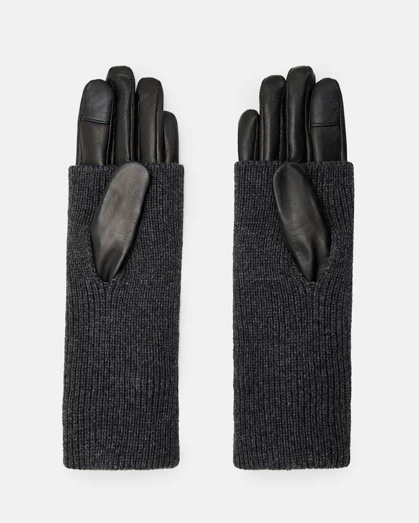 Zoya Knitted Cuff Leather Gloves