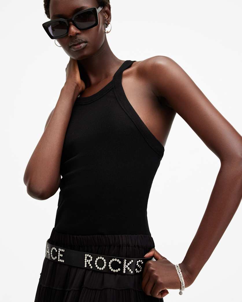 Peace Rocks Studded Leather Belt