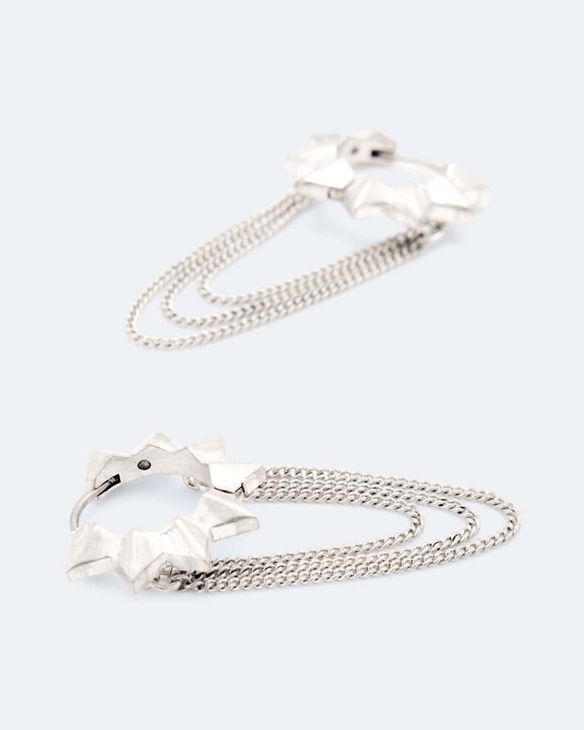 Spike hoop chain earrings