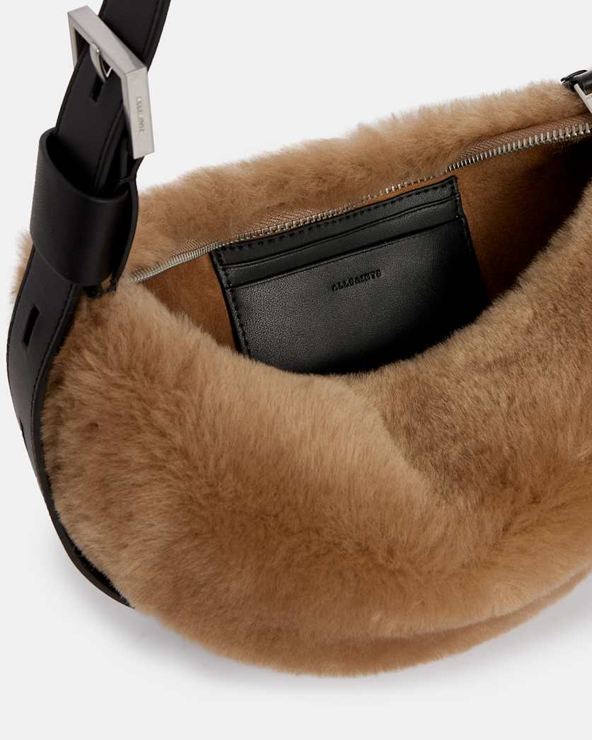 Half Moon Shearling Crossbody Bag