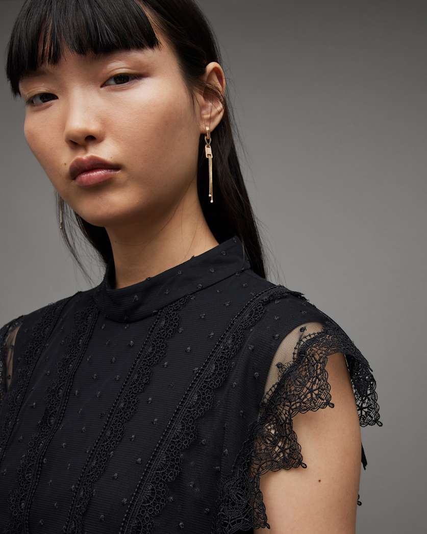 Freya Lace Asymmetric Hem Midi Dress