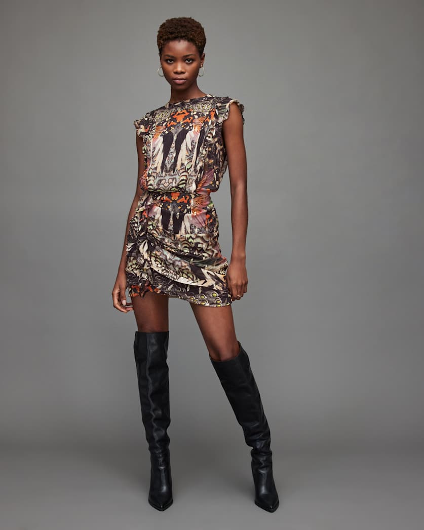 Hali Gene Butterfly Print Mini Dress