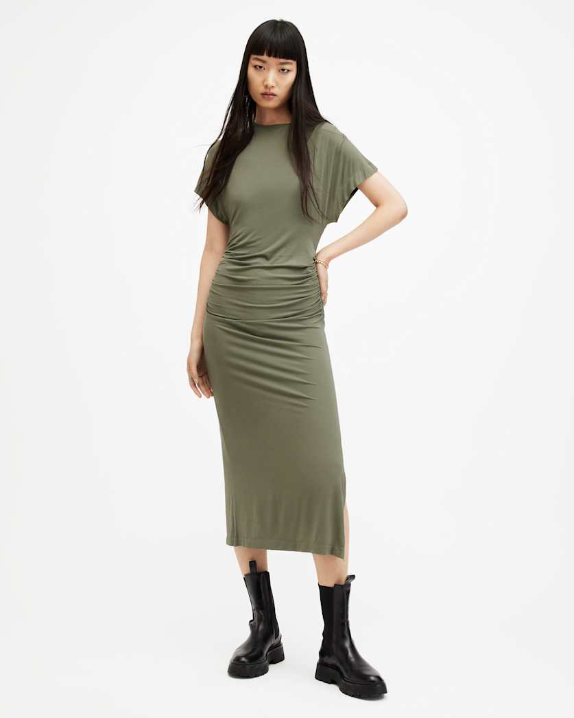 Natalie Slim Fit Gathered Midi Dress