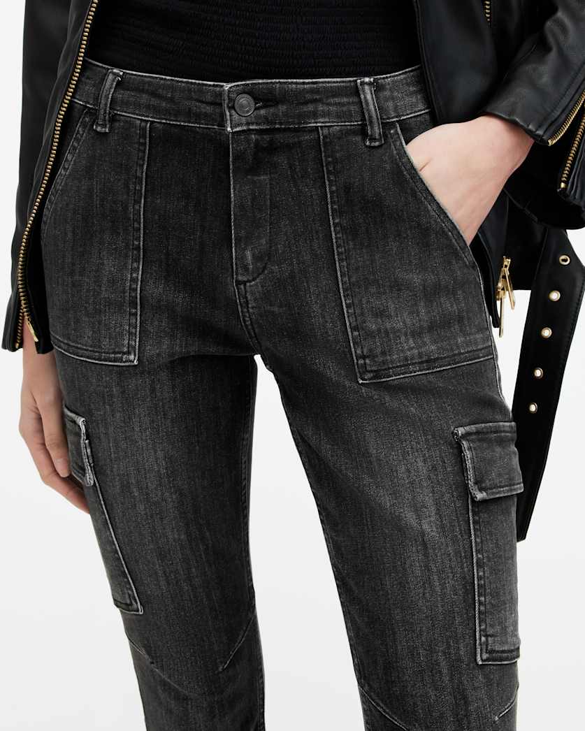 Duran Mid-Rise Skinny Cargo Denim Jeans