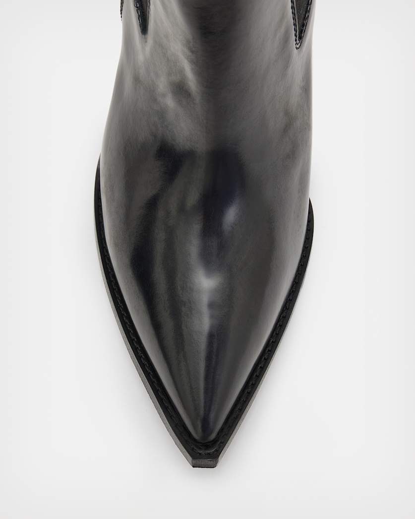 Ria Pointed Leather Heeled Boots