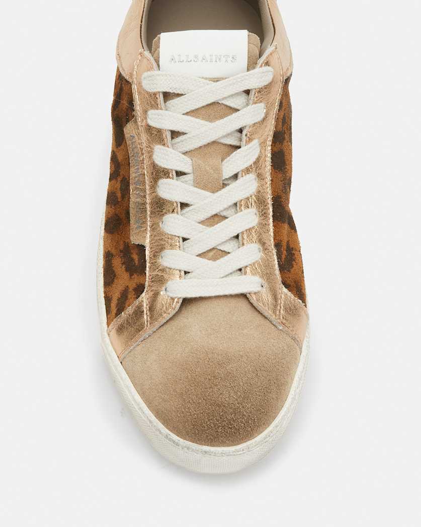 Sheer Leopard Print Leather Trainers