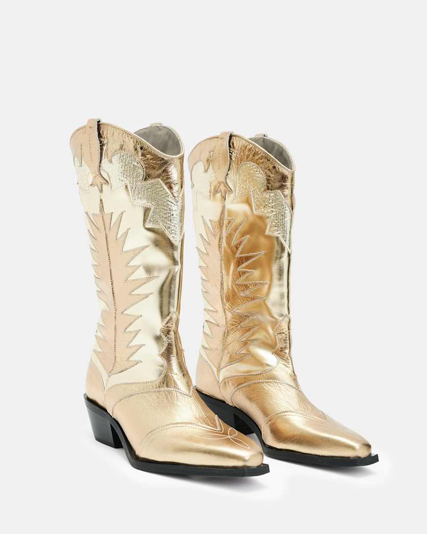 Dixie Metallic Leather Cowboy Boots
