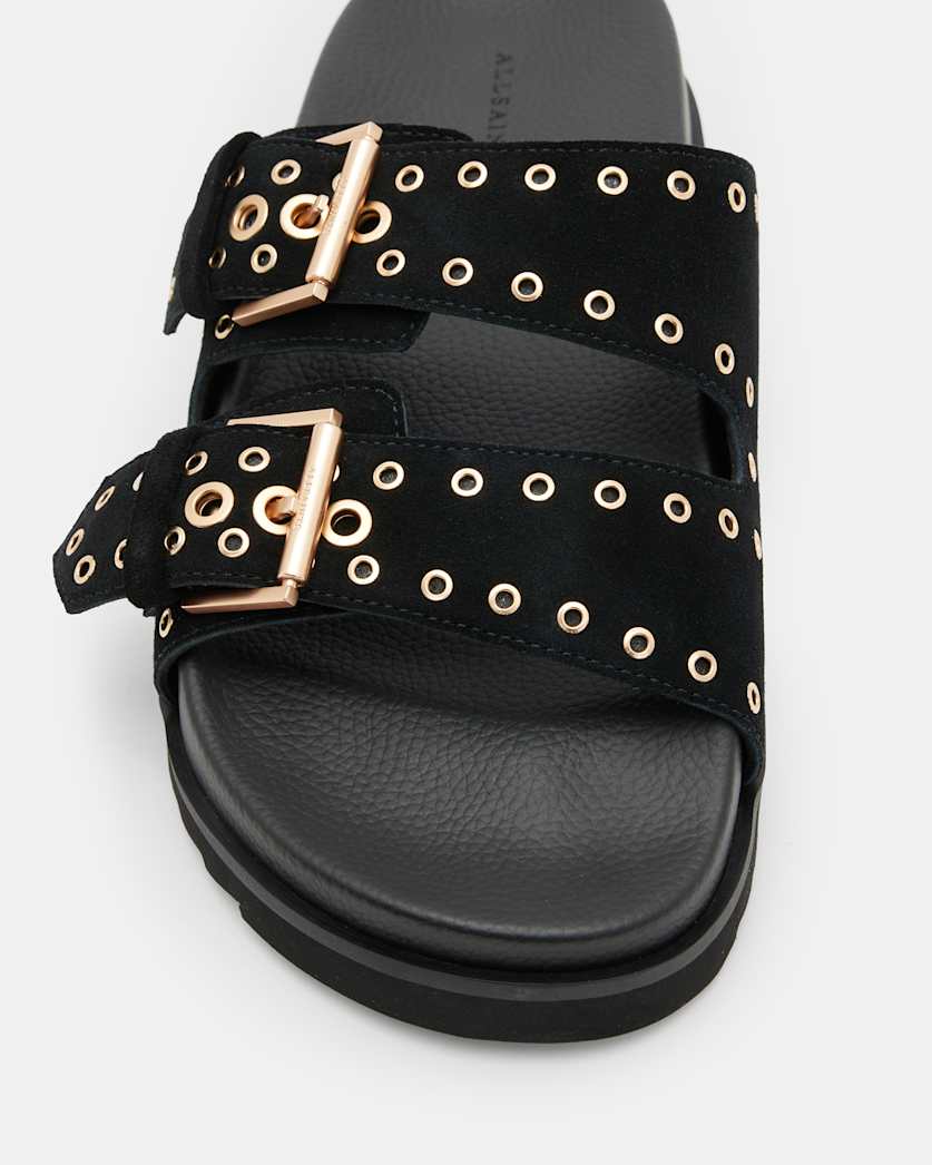 Khai Two Strap Suede Eyelet Sandals