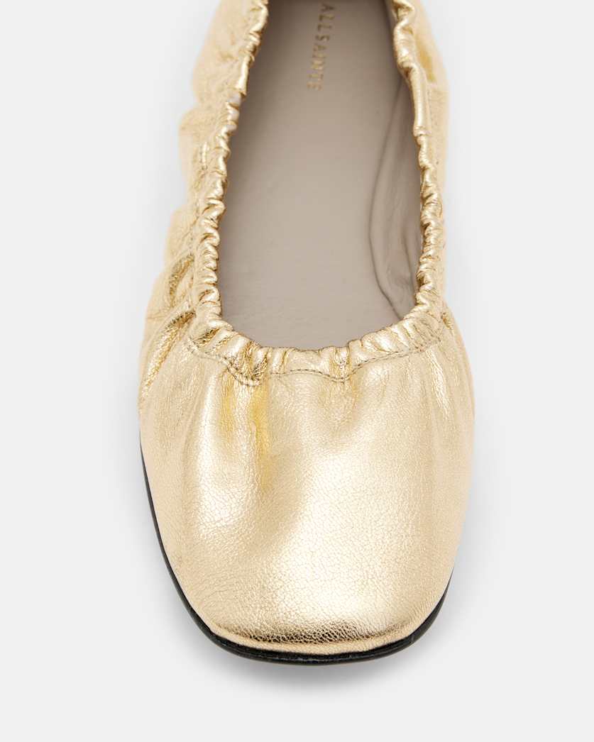 Alia Metallic Leather Ribbon Ballet Pumps