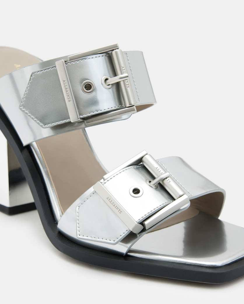 Camille Metallic Leather Block Heels