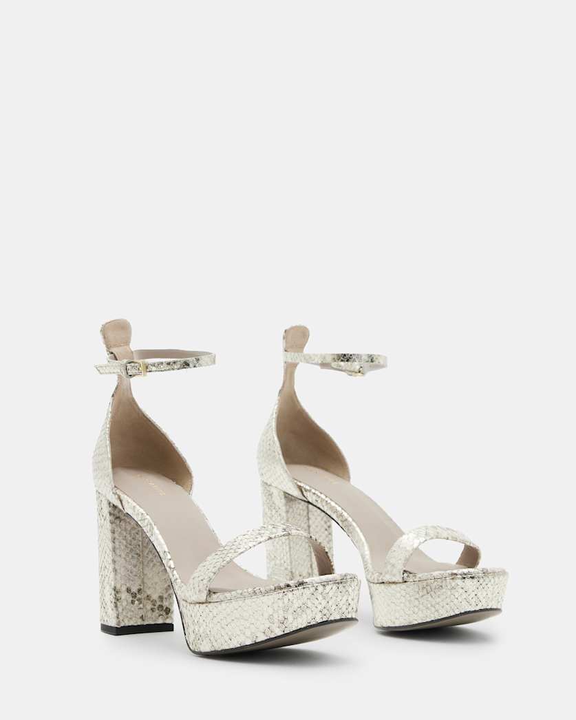 Zig Snake Leather Platform Heel Sandal