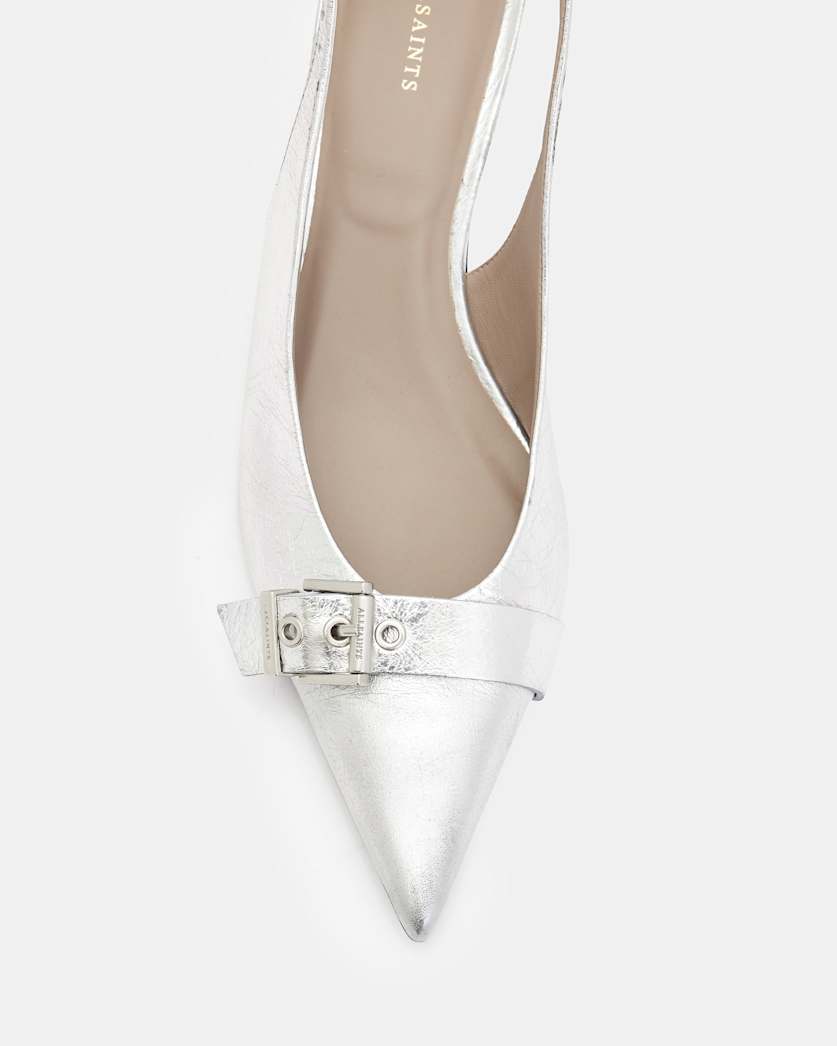 Selina Slingback Leather Kitten Heels