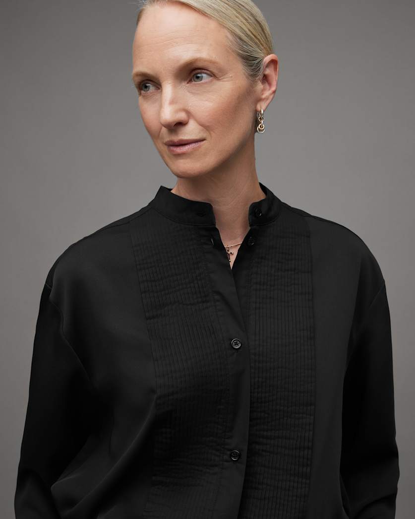 Mae Mandarin Collar Relaxed Fit Shirt