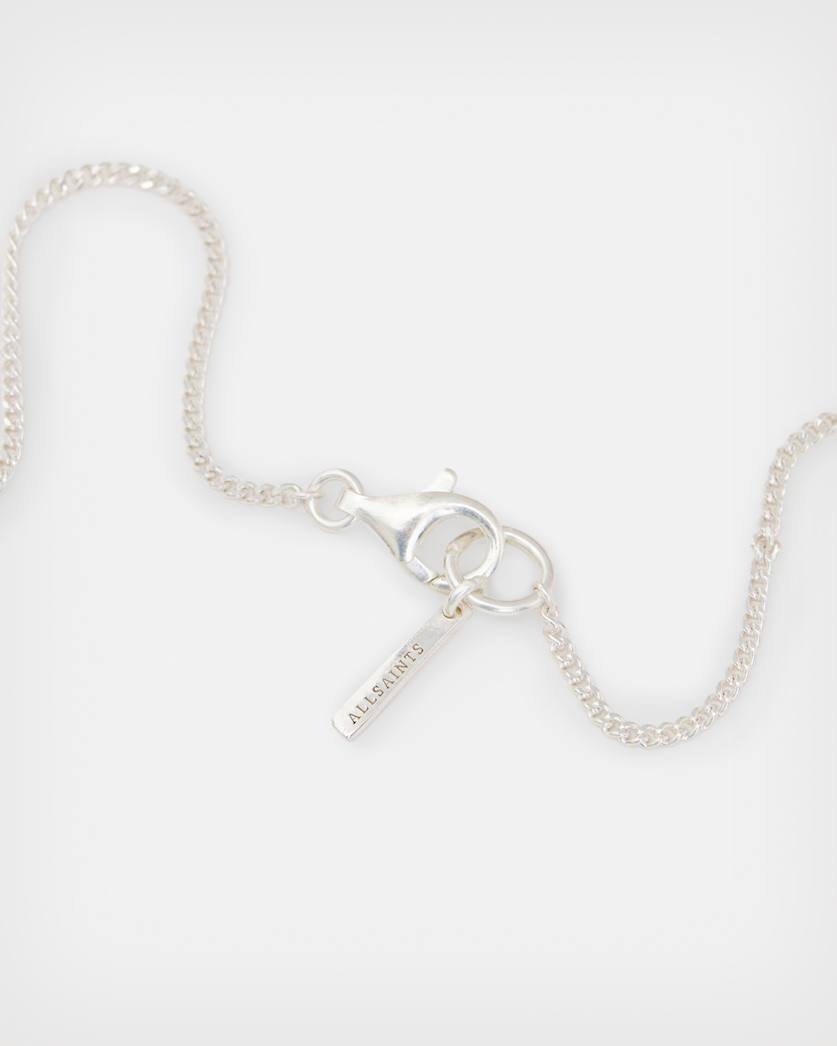 Logo Tag Sterling Silver Charm Necklace