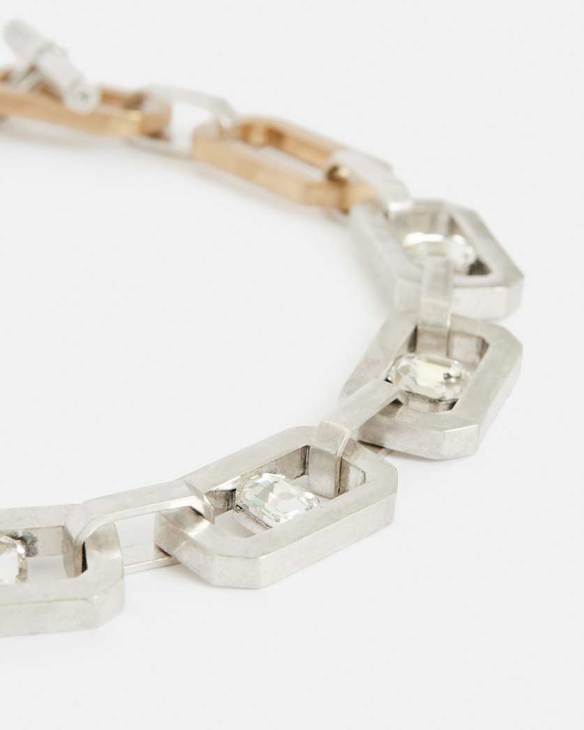 Estela Gold Silver Hexagon Link Necklace