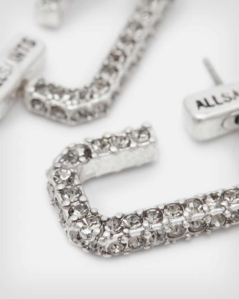 Dara Pave Silver-Tone Hoop Earrings