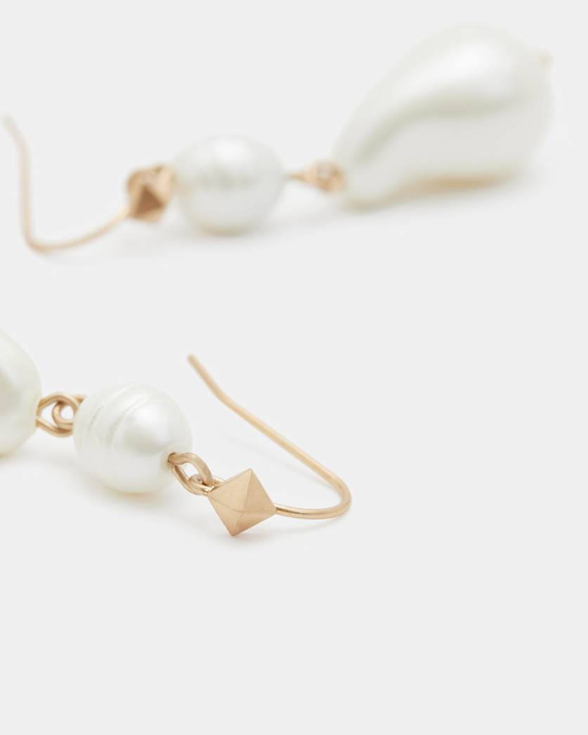 Shelby Pearl Pendant Gold Tone Earrings