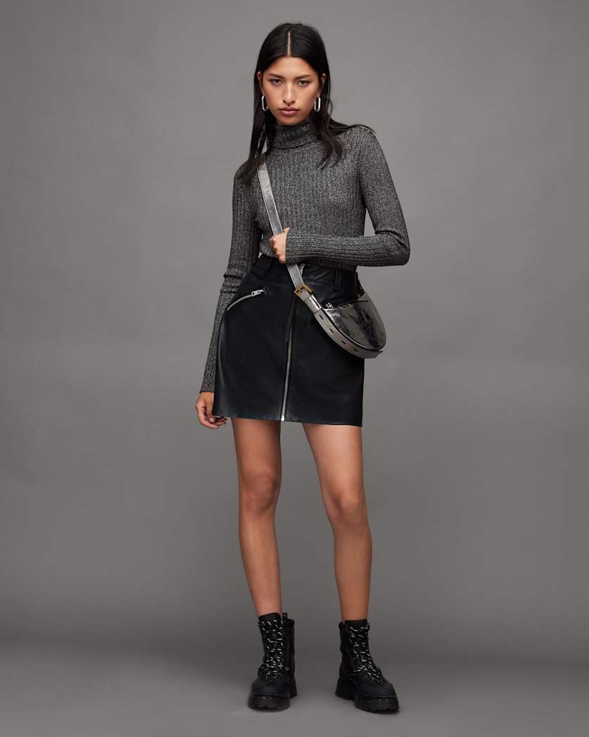 Juliette Roll Neck Slim Metallic Jumper