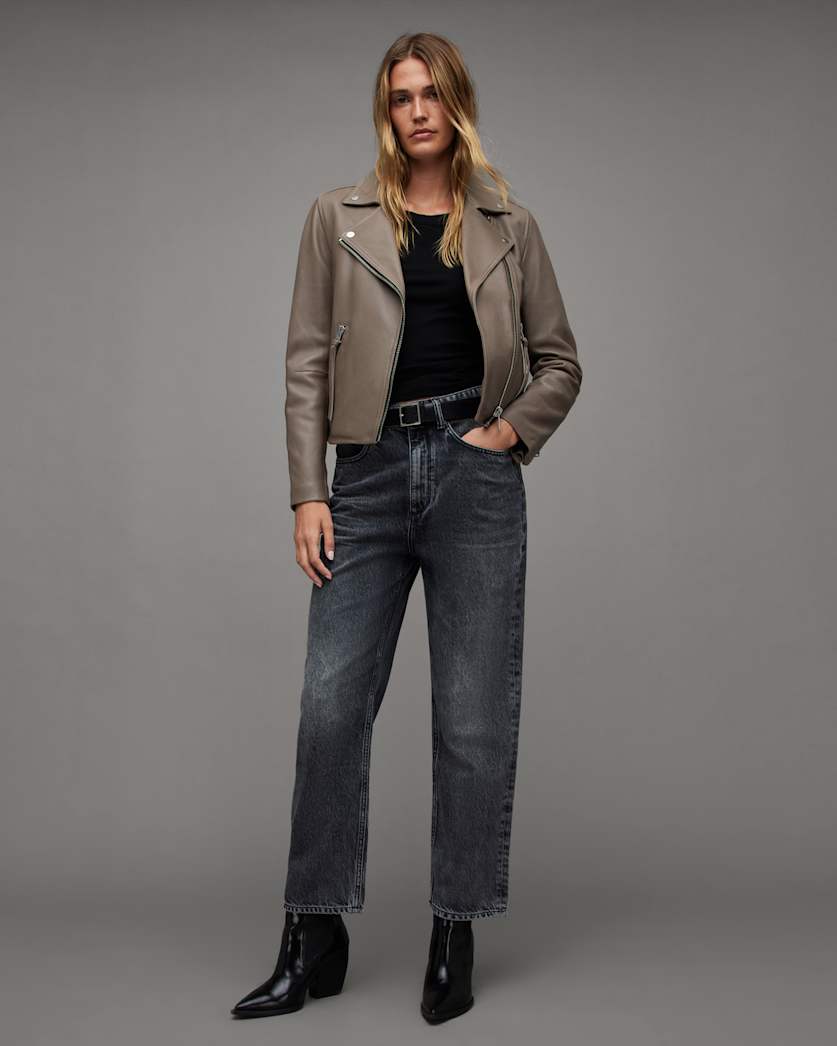 Dalby Slim Fit Leather Biker Jacket