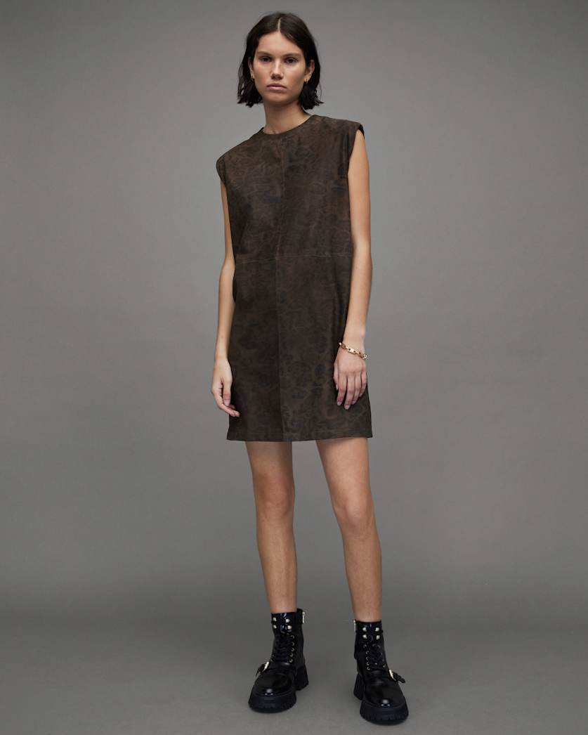 Mika Leopard Print Suede Mini Dress