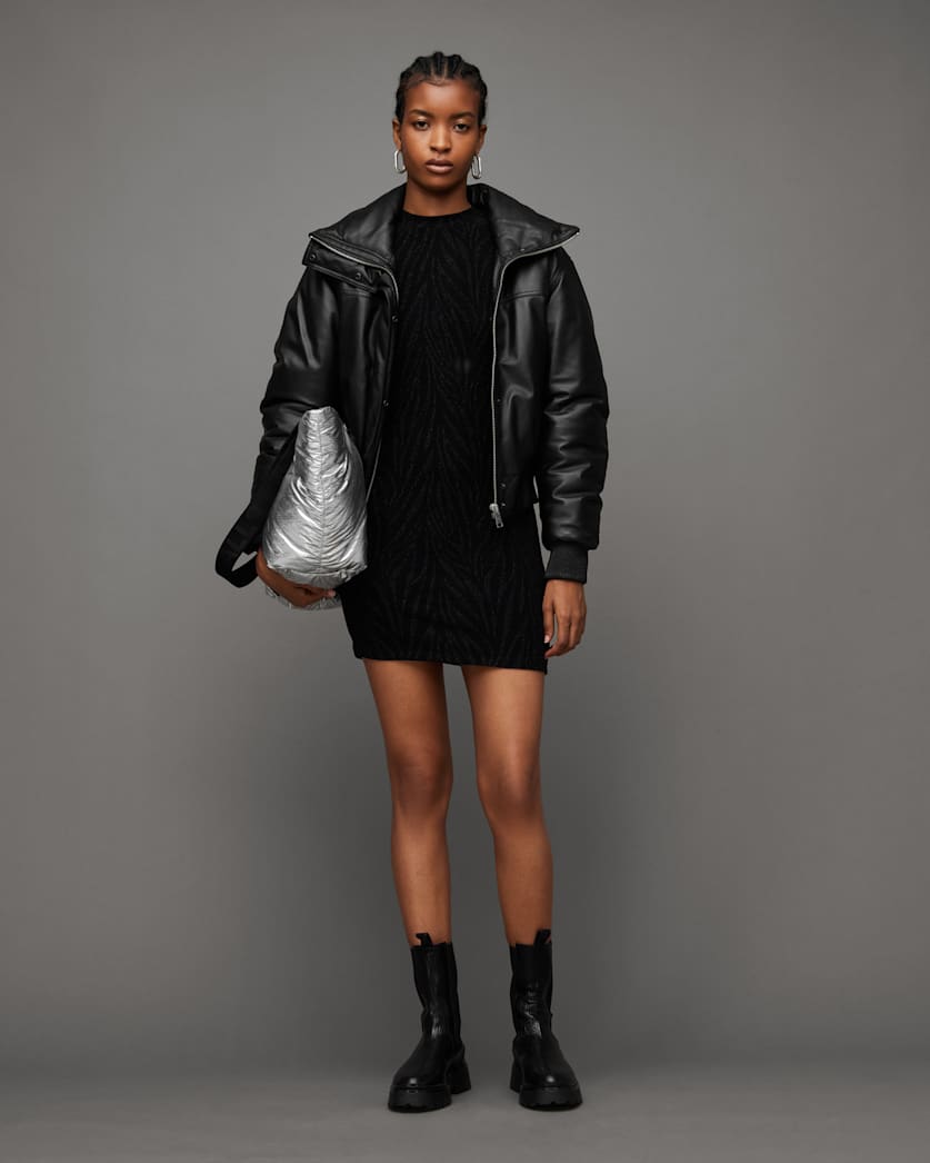 Sloane Padded Leather Bomber Jacket