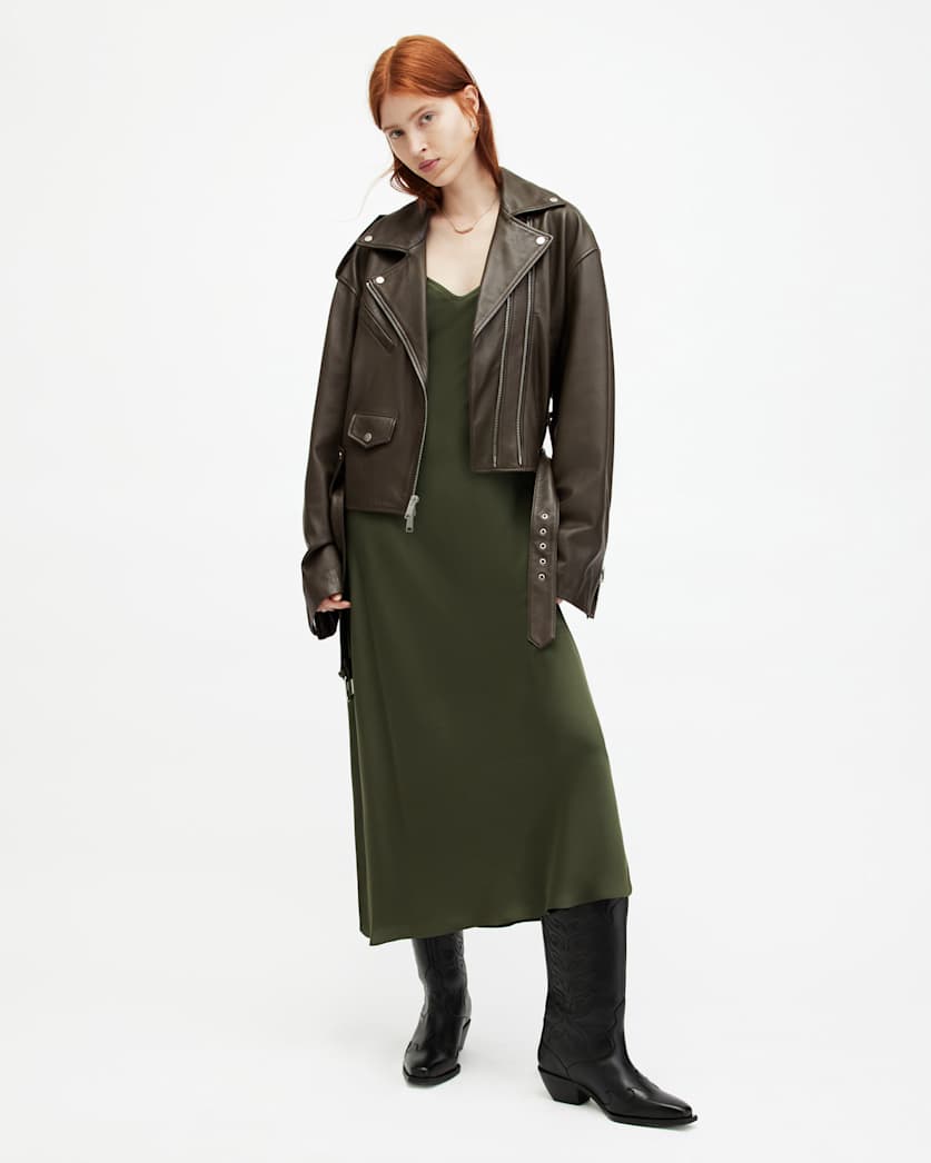 Dayle Oversized Leather Biker Jacket