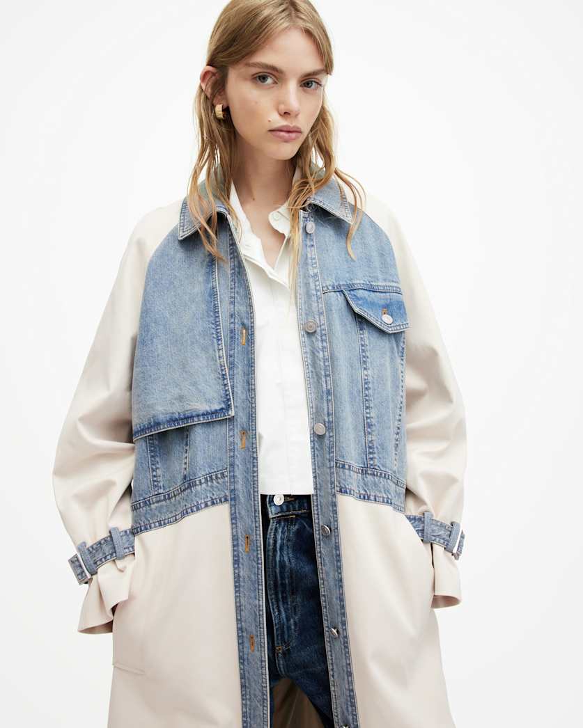Dayly Denim Panelled Relaxed Trench Coat