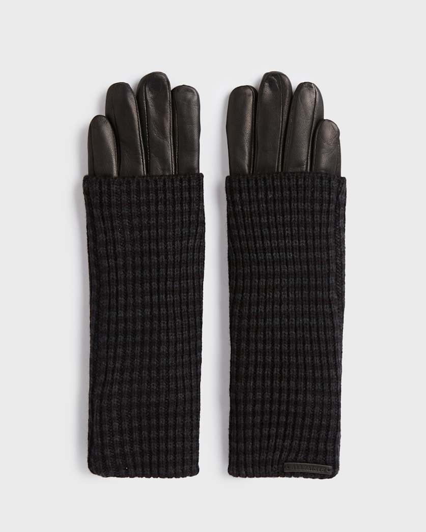 Stripe Cuff Leather Gloves
