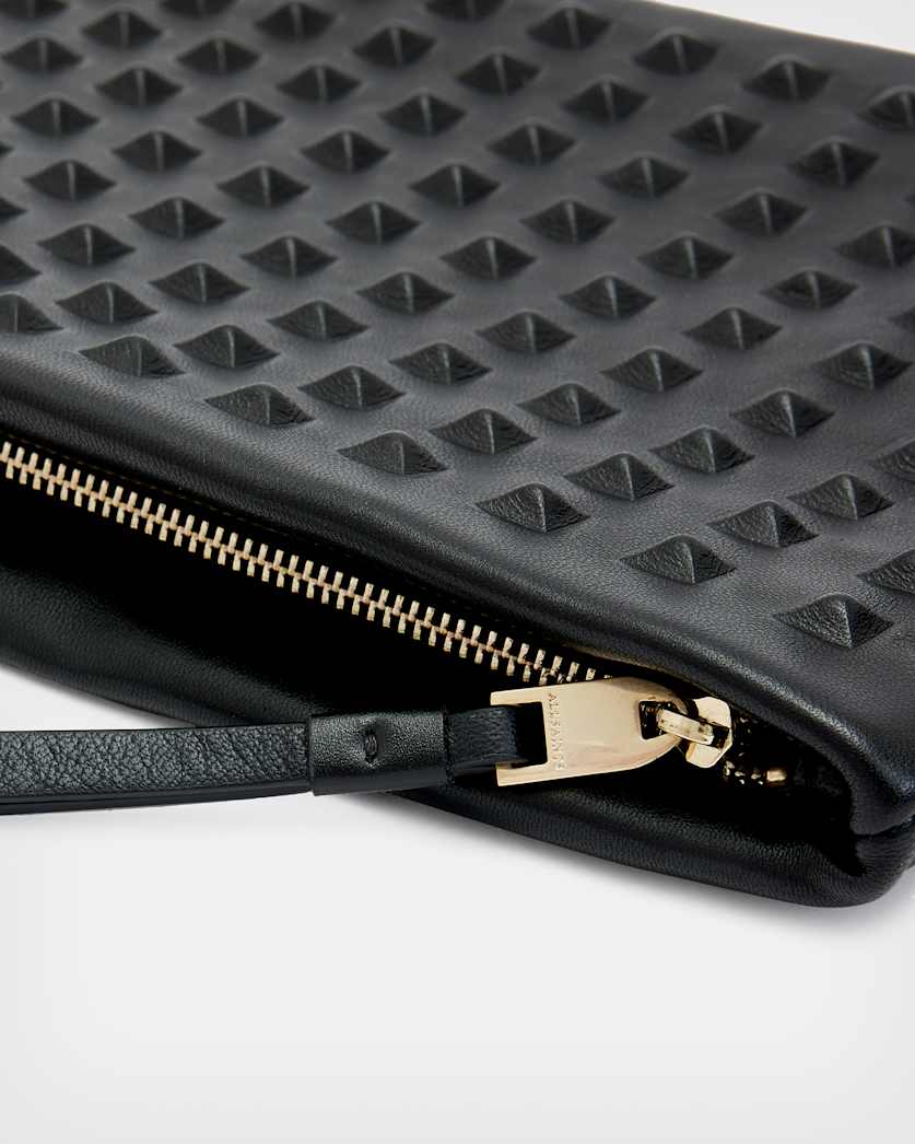 Bettina Studded Leather Clutch Bag