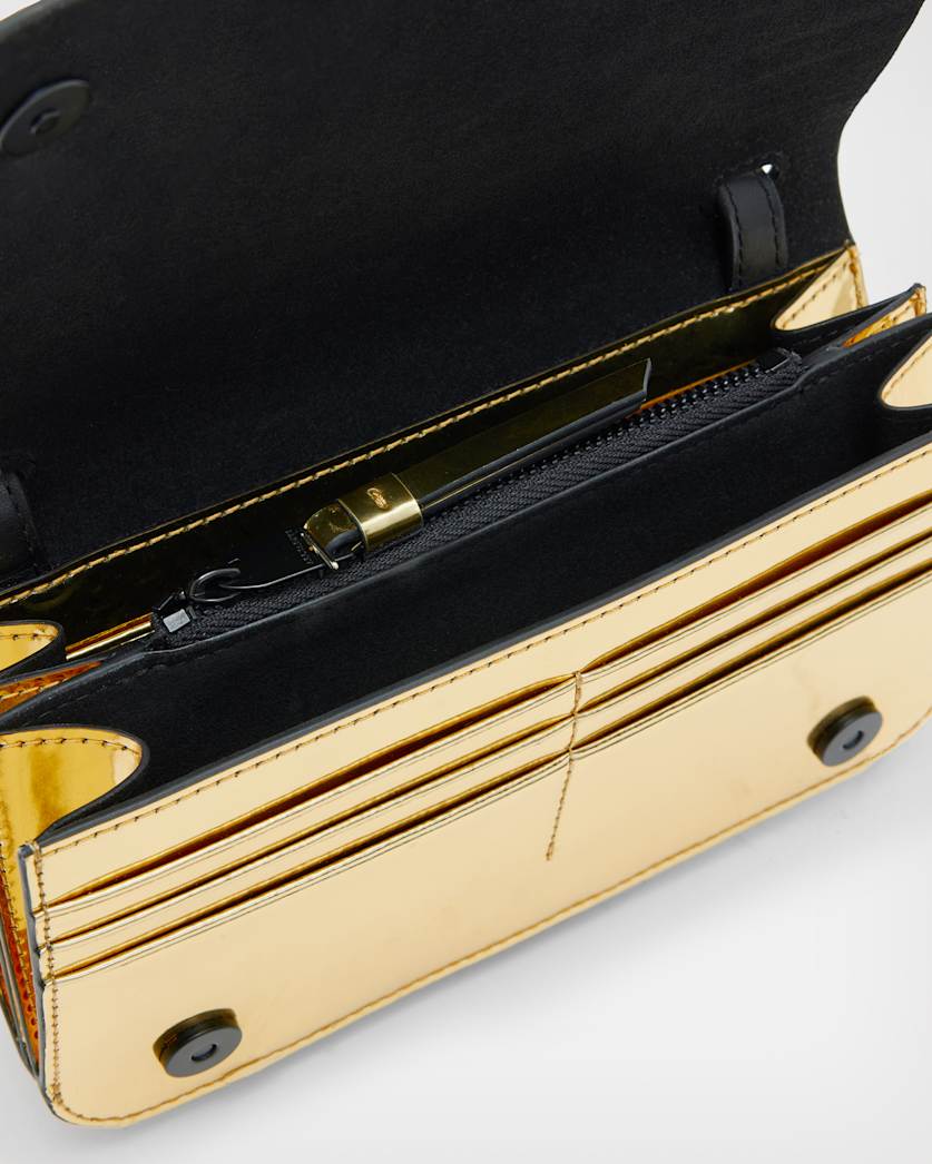 Ludivine Metallic Leather Crossbody Wallet