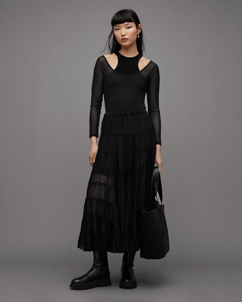 Eva Elasticated Waist Tiered Maxi Skirt
