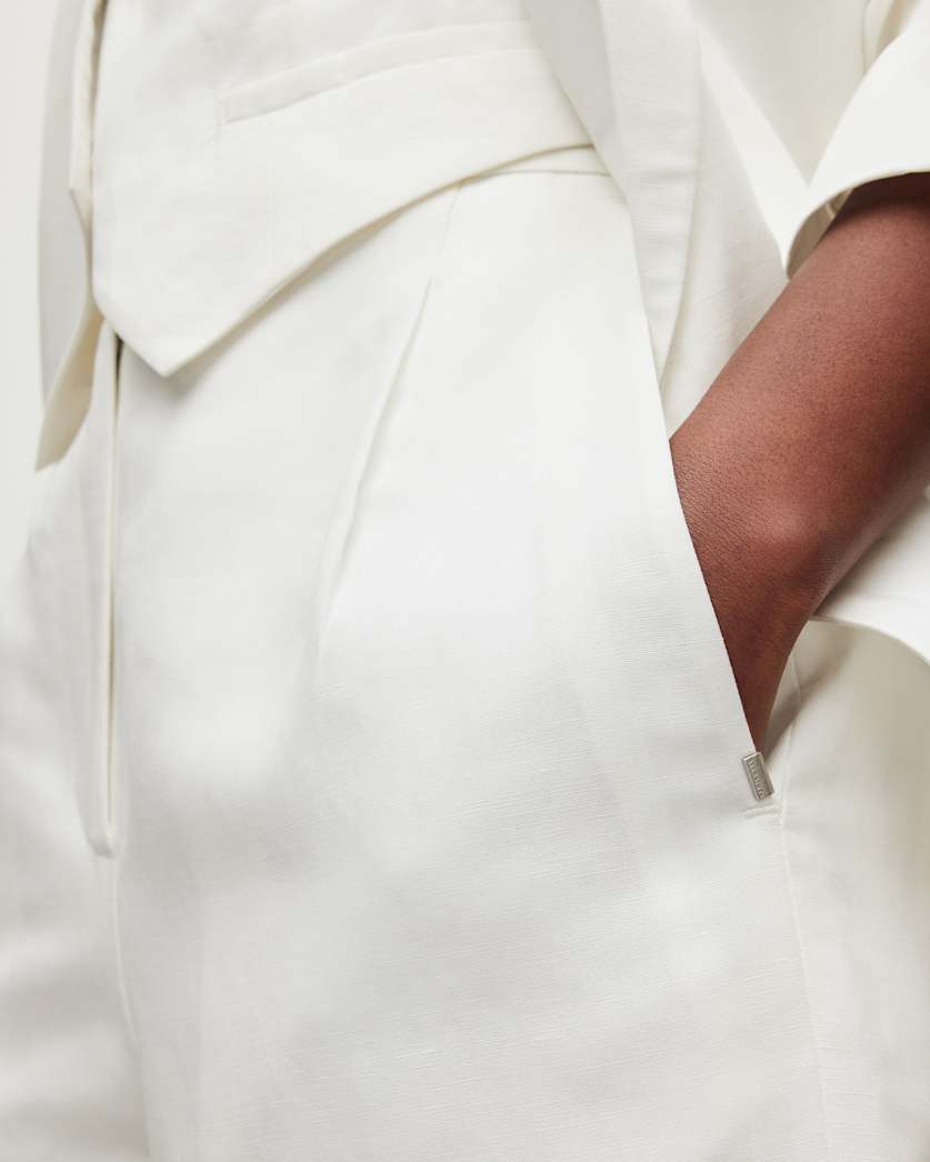 Petra High-Rise Wide Linen Blend Shorts