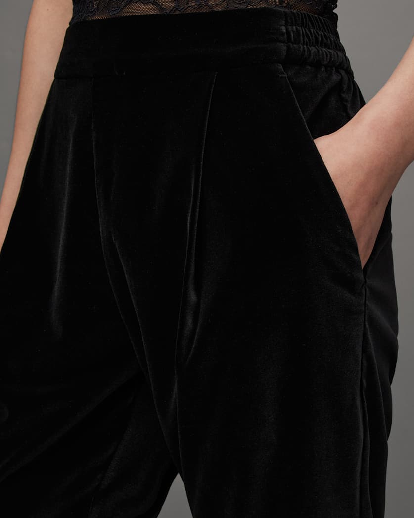 Aleida Mid-Rise Tapered Velvet Trousers