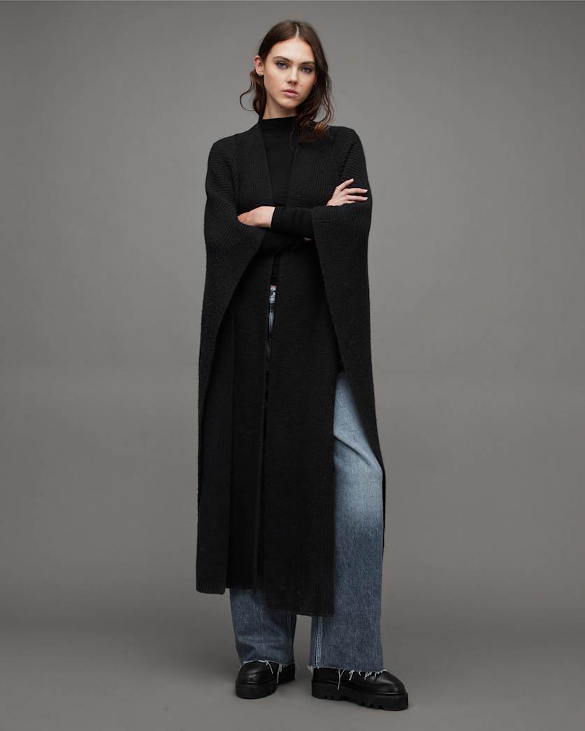 Farren Maxi Length Ribbed Ruana Scarf