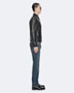 Alkan Zip Up Two Tone Leather Jacket