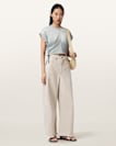 Mira Cropped Satin Drawcord T-Shirt