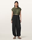 Mira Cropped Satin Drawcord T-Shirt