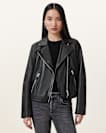 Dalby Slim Fit Leather Biker Jacket