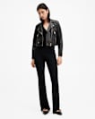 Elora Cropped Slim Leather Biker Jacket