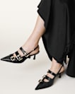 Vivian Leather Buckle Slingback Heels