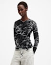 Keiko Mesh Gathered V-Neck Top