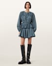 Tulip Blue Cotton Mini Skirt