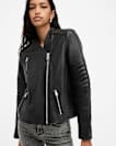 Cawley Funnel Neck Leather Biker Jacket