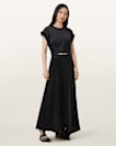 Mira Cropped Satin Drawcord T-Shirt