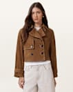 Hendry Cropped Suede Trench Coat